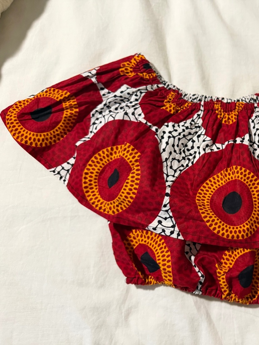 African print crop top with ruffle